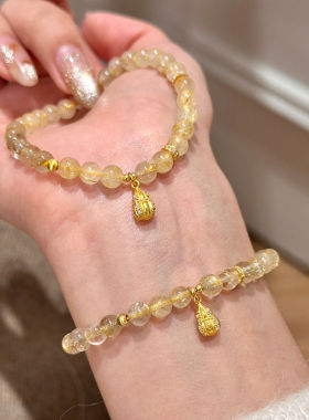 「金盏」新中式黄水珠手串女古法金色葫芦招财转运手链小众设计