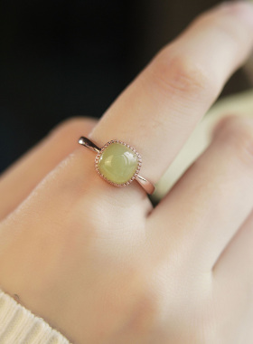 优选甜美和田玉小方糖戒指指环