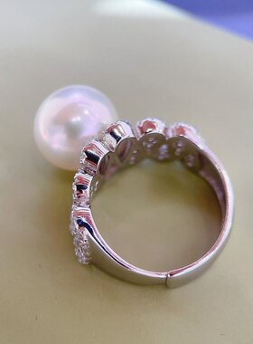 感正圆强光爱迪生大颗珍珠戒指