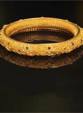 花丝金枝玉叶戒指古法掐丝宫廷风手镯送礼佳品高级感设计时尚戒指