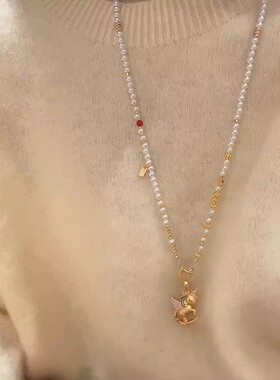 新中式仿珍珠多宝万能链扣头项链吊坠挂绳配链双挂链素链链子绳子