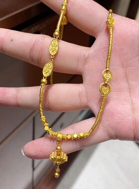 黄金色如意莲花项链吉祥寓意