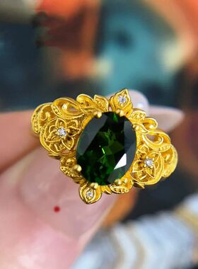 中古金色戒指古法金复古戒指女小众精致时尚显气质百搭高颜值饰品