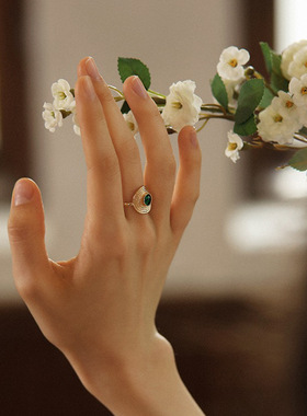 法式复古草帽开口食指戒女