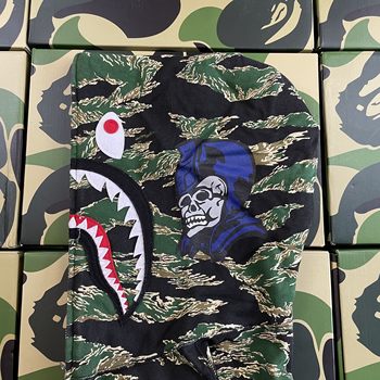 BAPE general tiger print camouflage limited edition embroidered camouflage shark sweatshirt zipper hoodie