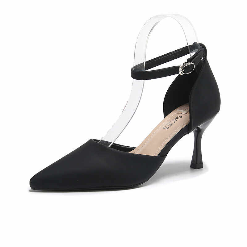 包头凉鞋女细跟2025款小香风性感礼仪尖头法式少女高跟鞋中跟单鞋,淘宝优惠券,粉丝福利购,淘宝优惠卷