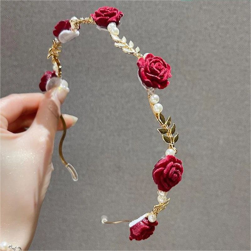 Luxurious Elegant Rose Vine Headband Accessories Headdress G - 图3