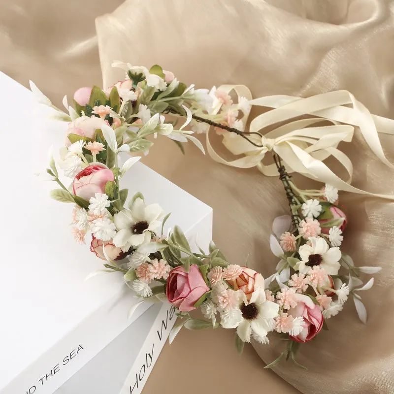 Girl Flower Wreaths Garland Crown Diadem Wedding Baroque Hai-图2