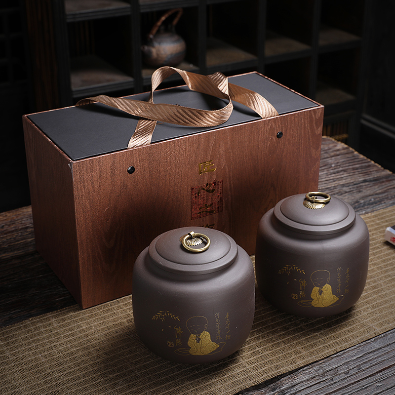 紫砂茶叶罐空礼盒装一斤红茶绿茶白茶龙井空包装罐盒盒子通用定制
