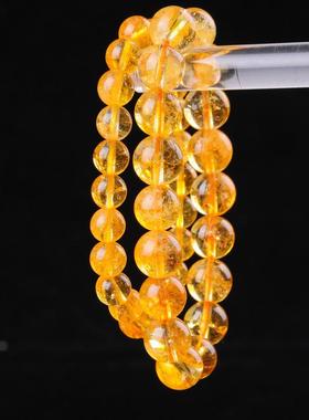 天然黄水晶手串冰透晶体男女弹力8mm/10mm单圈圆珠手串现货