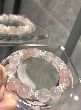 小红书同款原创天然粉晶手串微镶钻配饰爆款女饰品手链招桃花闺蜜