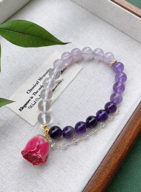 紫水晶手链手串拼接黄塔晶串珠天然原创直播轻奢爆款引流福利