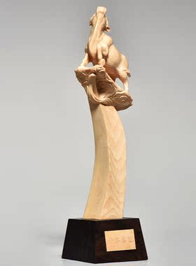 黄杨实木雕刻牛摆件木头根雕十二生肖牛气冲天家居客厅装饰工艺品