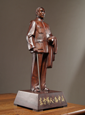 黑檀木雕孙中山孙文雕像摆件家居客厅办公桌面摆设装饰红木工艺品