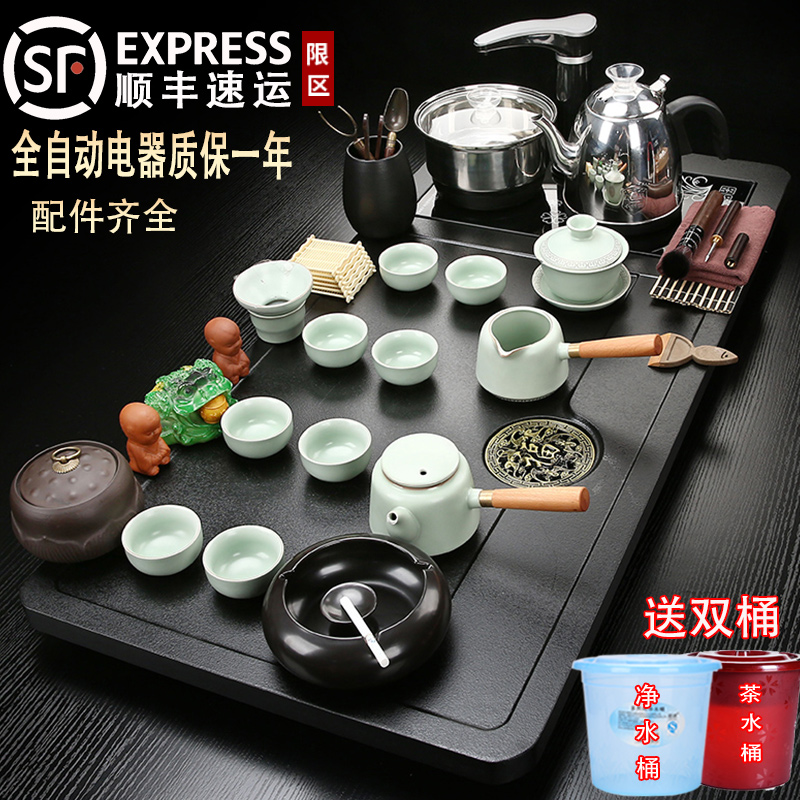 茶具套装家用茶台烧水壶一体全自动上水喝茶功夫泡茶杯茶盘整套 - 图0