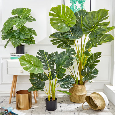 仿真龟背叶植物ins北欧植物盆栽室内摆件假绿植装饰家居客厅摆设 虎窝淘