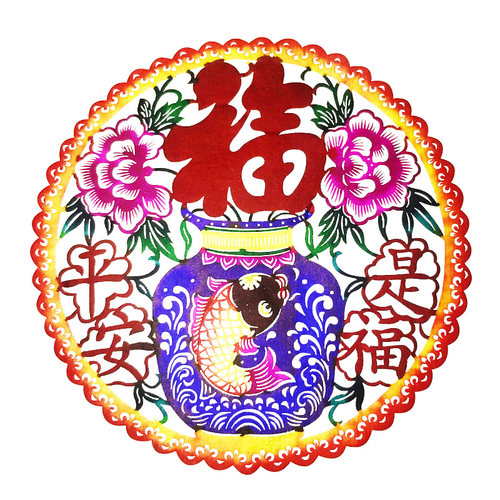 马年蔚县剪纸彩色窗花特色 作品装饰画 彩色喜庆单张剪纸出国礼品 - 图3