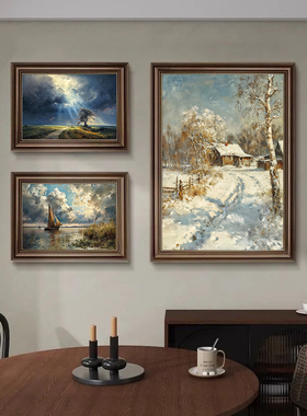 巡回画派风景装饰画客厅餐厅墙壁挂画秋冬季自然风景组合艺术挂画