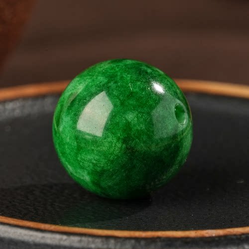 天然翡翠干青散珠铁龙生玉珠帝王祖母绿圆珠手链配件DIY手工编织 - 图3