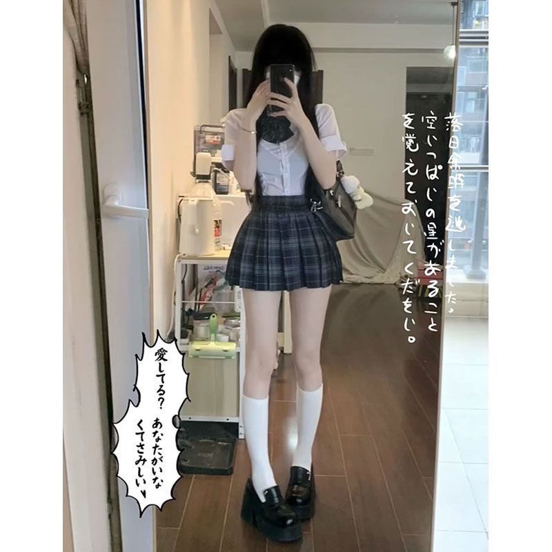 甜辣学院风jk制服套装收腰衬衫上衣女设计感小众修身显瘦辣妹衬衣