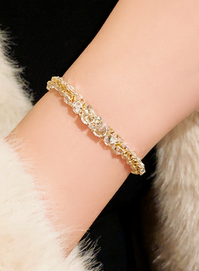 白色珍珠锆石拼接手串手链轻奢