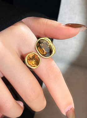 金色锆石开口戒指轻奢高级感指环