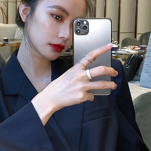套装组合叠戴开口戒指女ins潮小众设计食指指环冷淡风轻奢高级感 - 图2