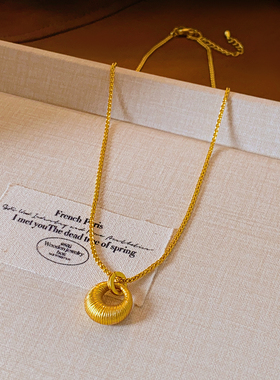 金色圆环吊坠项链轻奢高级感配饰