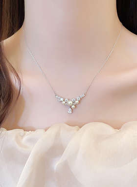 满钻水滴珍珠项链高级感轻奢小众