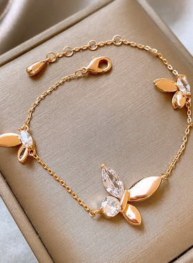金色锆石蝴蝶手链女高级感轻奢