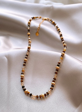 虎眼石黄水晶串珠项链高级感配饰