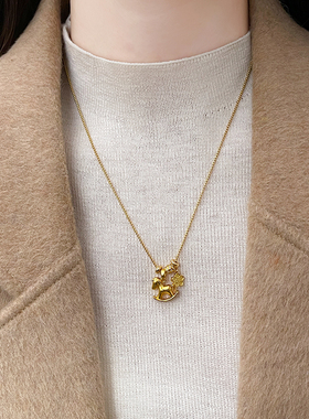 沙金木马花朵吊坠项链新款毛衣链