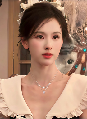 叠戴星星珍珠碎银子项链轻奢精致