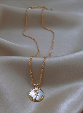 玫瑰花朵吊坠项链高级感轻奢配饰