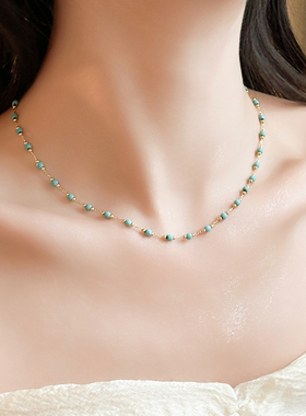 满天星复古绿项链轻奢小众配饰