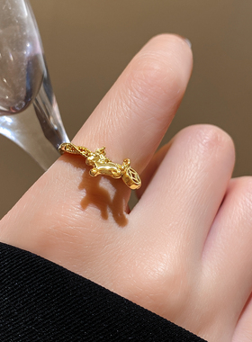 沙金小马钱币开口戒指巨好看的