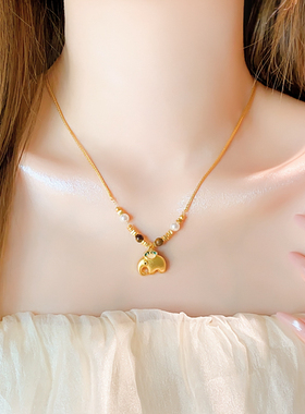 金色小象串珠项链高级感日常百搭