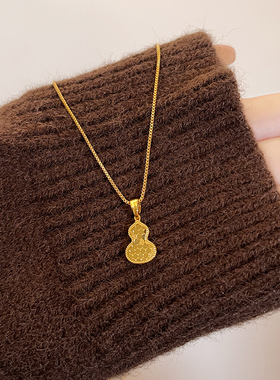 金色碎碎冰葫芦吊坠毛衣项链轻奢