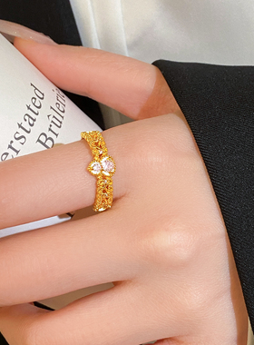 新中式古法沙金葫芦戒指小众设计