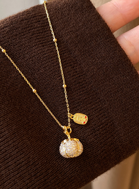 金色满钻柿柿如意柿子吊坠项链