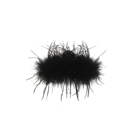 羽毛抓夹女后脑勺发夹高端夹子头饰高级感2025新款毛毛发卡鲨鱼夹