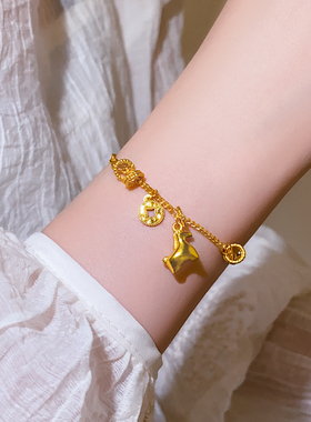 沙金钱币小马扭纹圈圈手链高级感