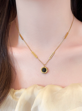 黑白双面钛钢项链高级感轻奢颈链