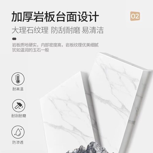 岩板实木电视柜茶几组合淘宝加厚岩板轻奢家用客厅伸缩新电视机柜 - 图1