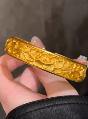 合金手镯 南非矿金【牡丹花手镯】孟加拉赤金 北欧金锡金里外一色