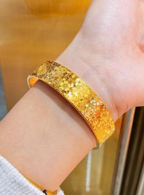 合金手镯 时尚【吉言碎碎冰手镯】孟加拉赤金北欧金锡金 里外一色