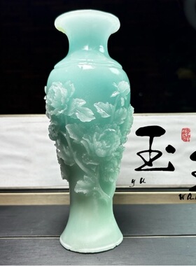 厂家批发仿古牡丹花夜光花瓶摆件树脂花瓶观赏家居办公摆件工艺品