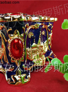 俄罗斯长方形向日葵蓝色珠宝盒