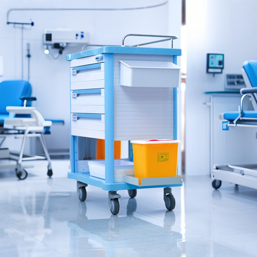 思蜀邦护治疗车医用小推车侧边挂篮垃圾桶护理车手推车牙科手术室 - 图0