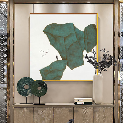 新中式装饰画现代简约客厅壁画餐厅创意背景墙画书房水墨石头挂画 - 图2